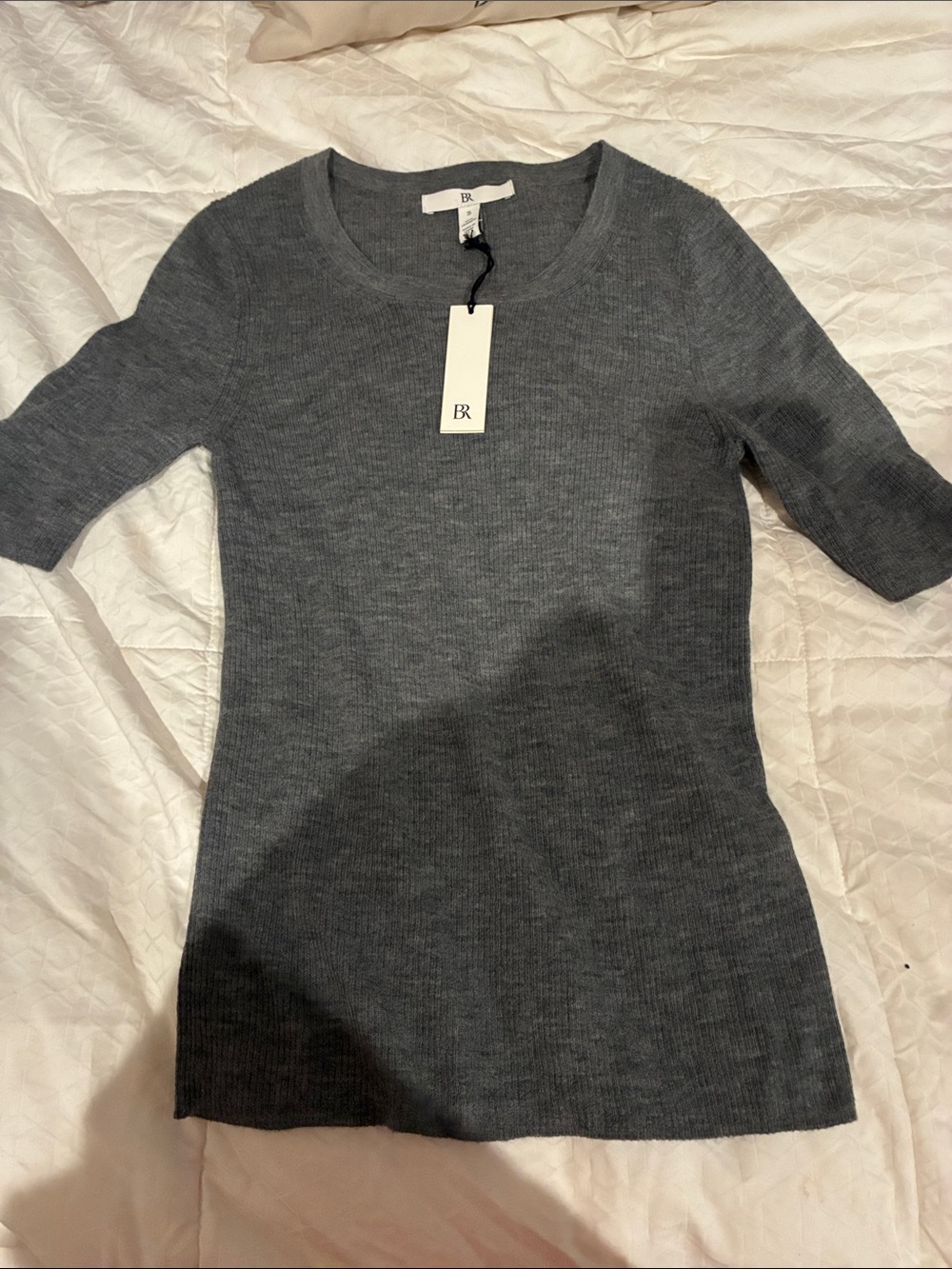 Banana Republic Gray Ribbed Cashmere Crewneck NWT